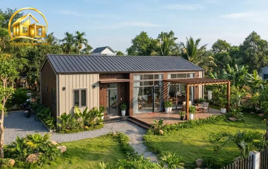Thiết Kế Thi Công Nhà Lắp Ghép 130m2
