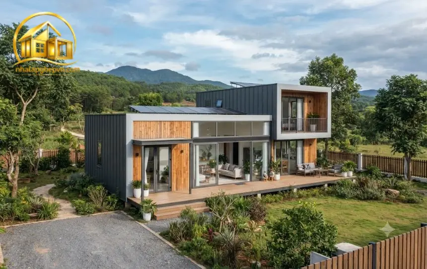 Thiết Kế Thi Công Nhà Lắp Ghép 170m2