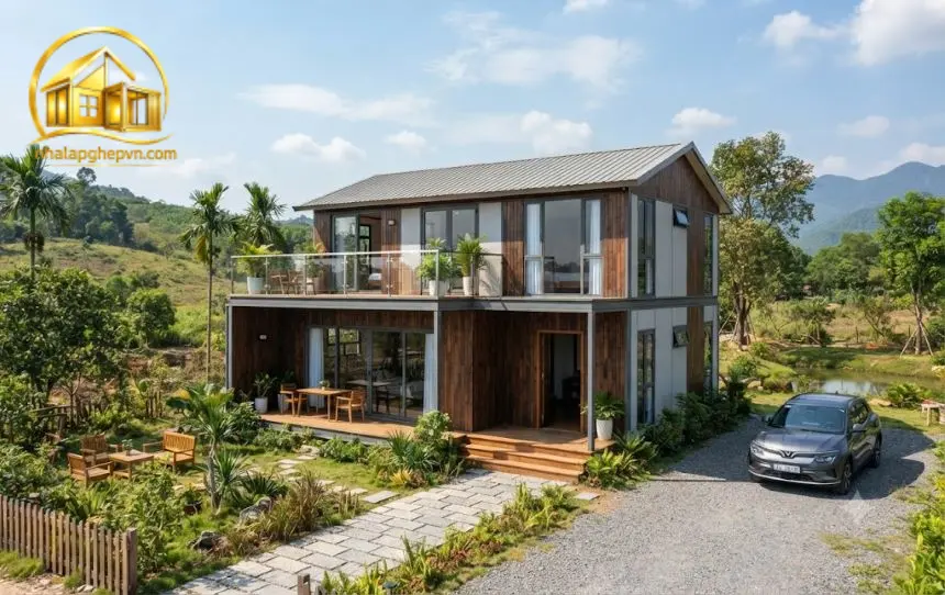 Thiết Kế Thi Công Nhà Lắp Ghép 180m2